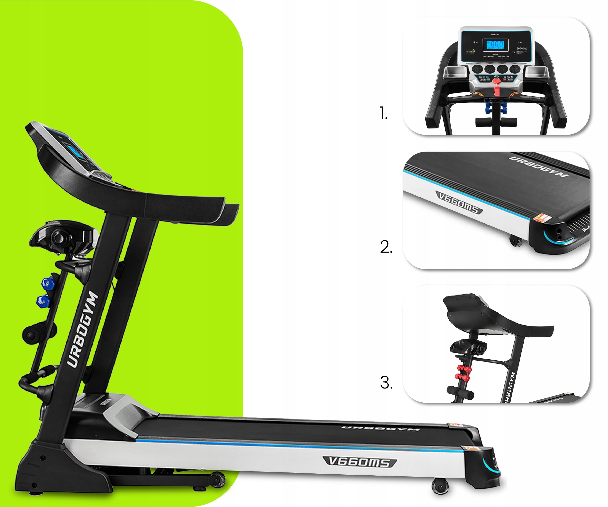HOME ELECTRIC TREADMILL V660MS AUTO ANGLE 15 LEVELS DUMBBELL MASSAGER Manufacturer code 5904906085213