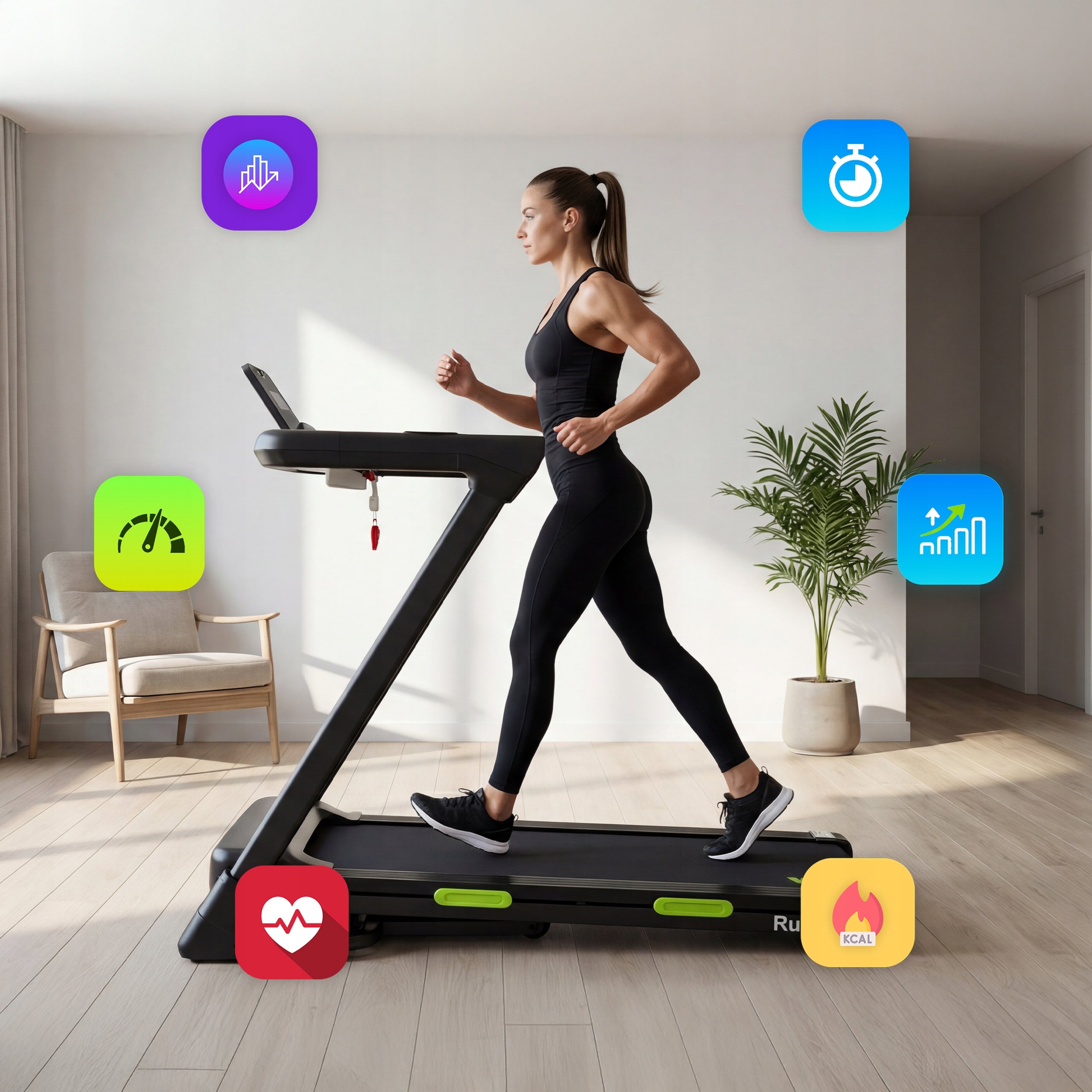 HOME ELECTRIC TREADMILL WEEP RUSH AUTO ANGLE INCLINE.15km/h cushioning APP Brand WEEP