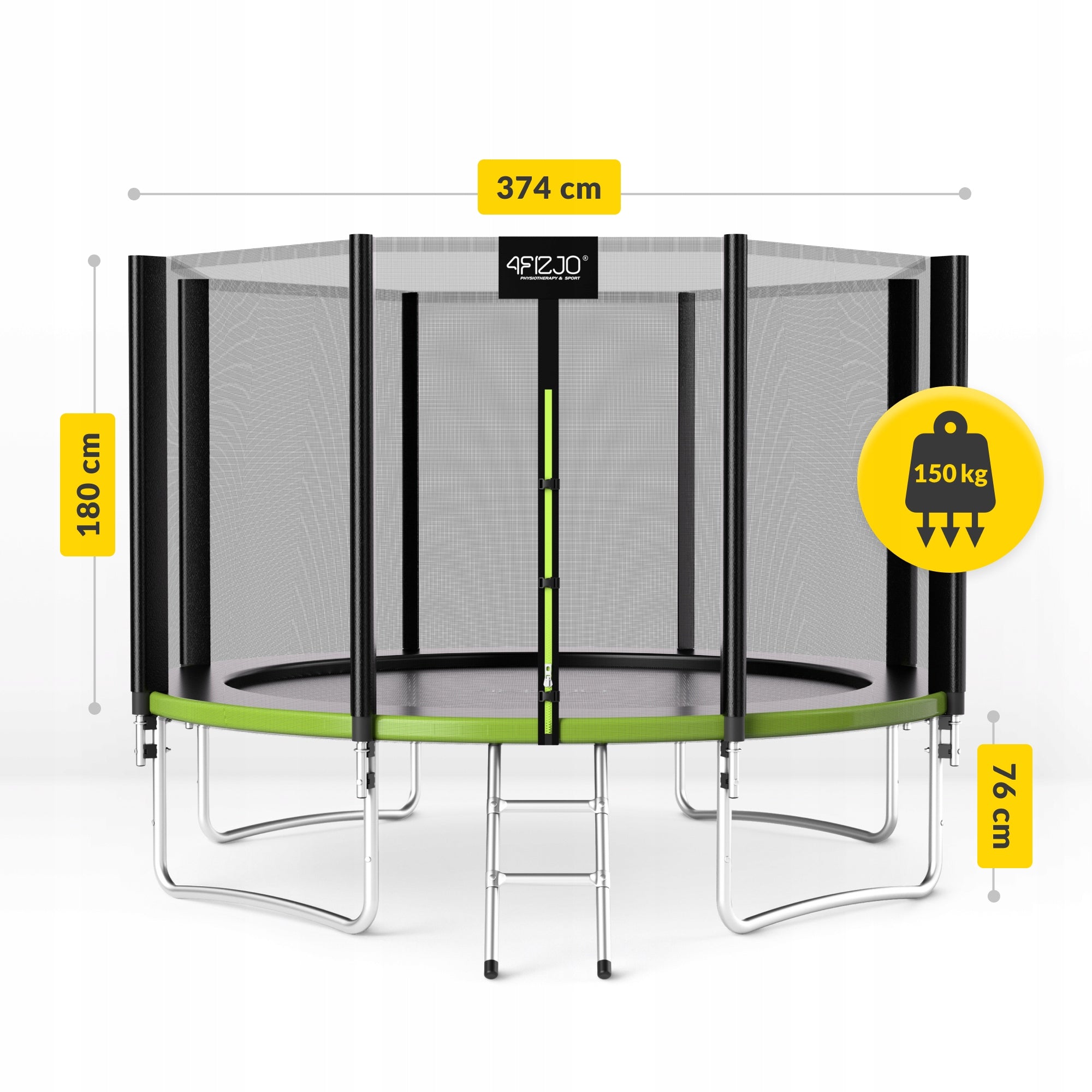 HOME GARDEN TRAMPOLINE FOR KIDS GARDEN LADDER WITH MESH 12FT Total height 256 cm