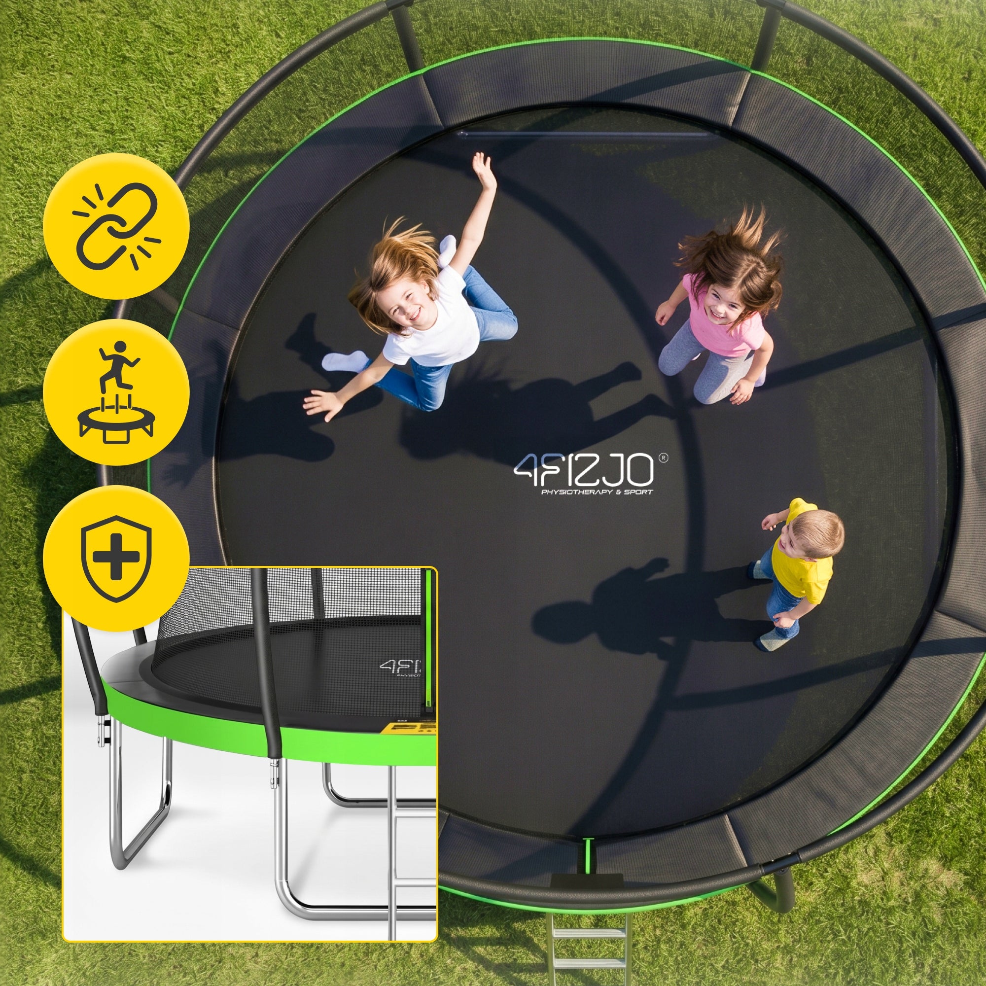 HOME GARDEN TRAMPOLINE FOR KIDS GARDEN WITH MESH LADDER 14 FT Brand 4FIZJO