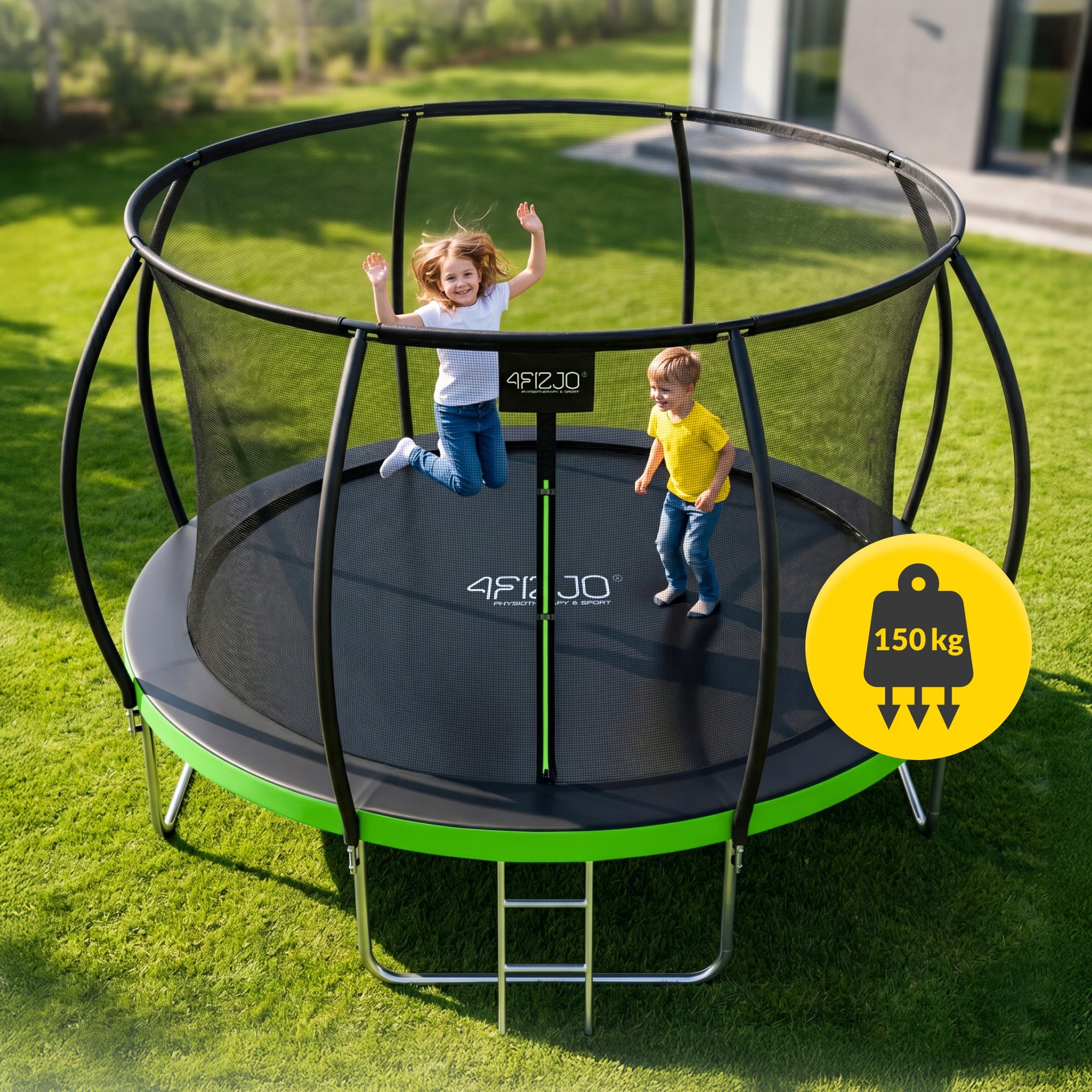 HOME GARDEN TRAMPOLINE FOR KIDS HOME GARDEN LADDER WITH MESH 12FT Brand 4FIZJO