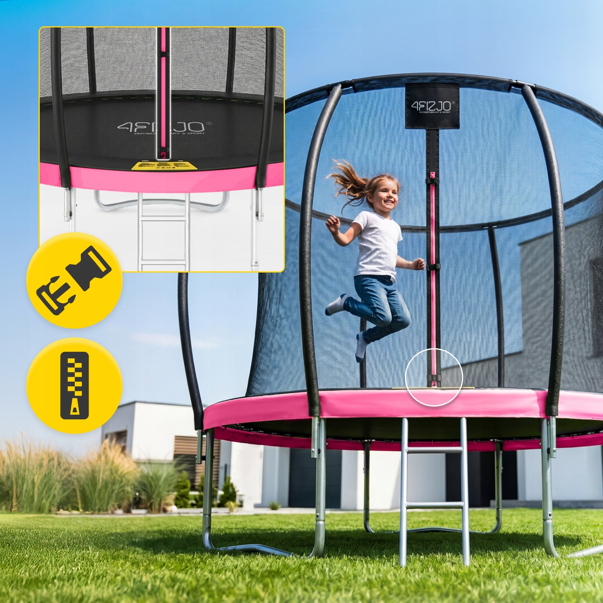 HOME GARDEN TRAMPOLINE FOR KIDS INDOOR SAFETY MESH 8FT Brand 4FIZJO
