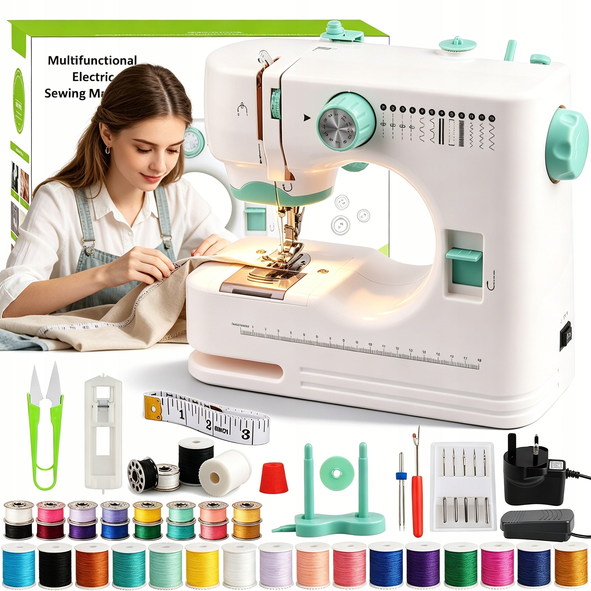 HOME MECHANICAL SEWING MACHINE 9 VOLTAGE SETTINGS 12 STITCH PATTERNS