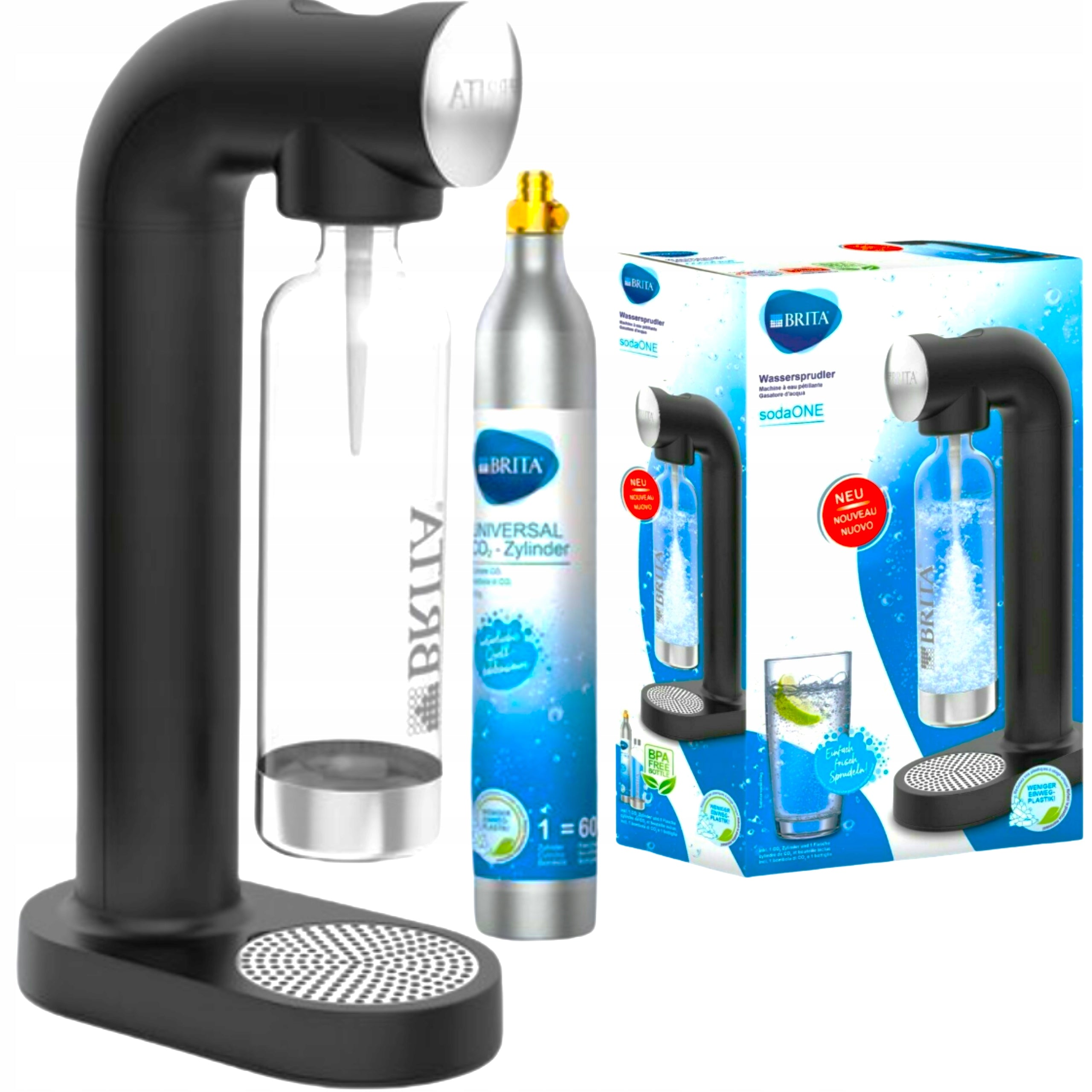 HOME SATURATOR BRITA FOR GASSING WATER BOTTLE 0,8L CARTRIDGE CO2 CYLINDER