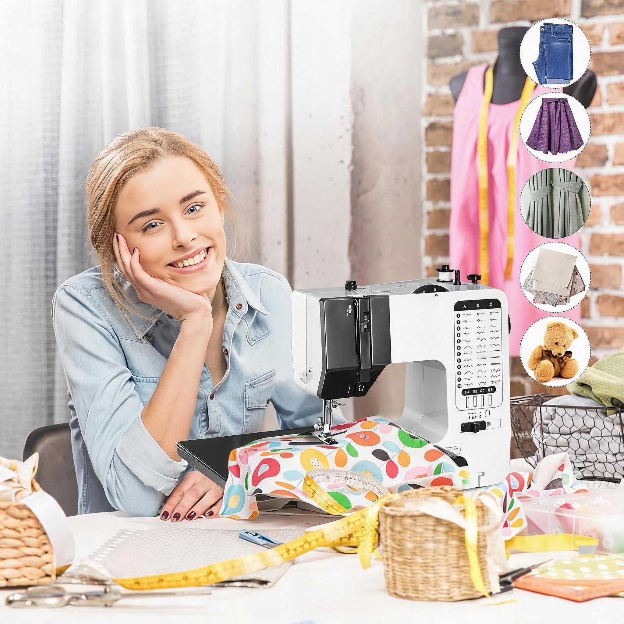 HOME SEWING MACHINE 38 MODES LED PORTABLE FOR DENIM EMBROIDERY QUILTING Number of stitches 38