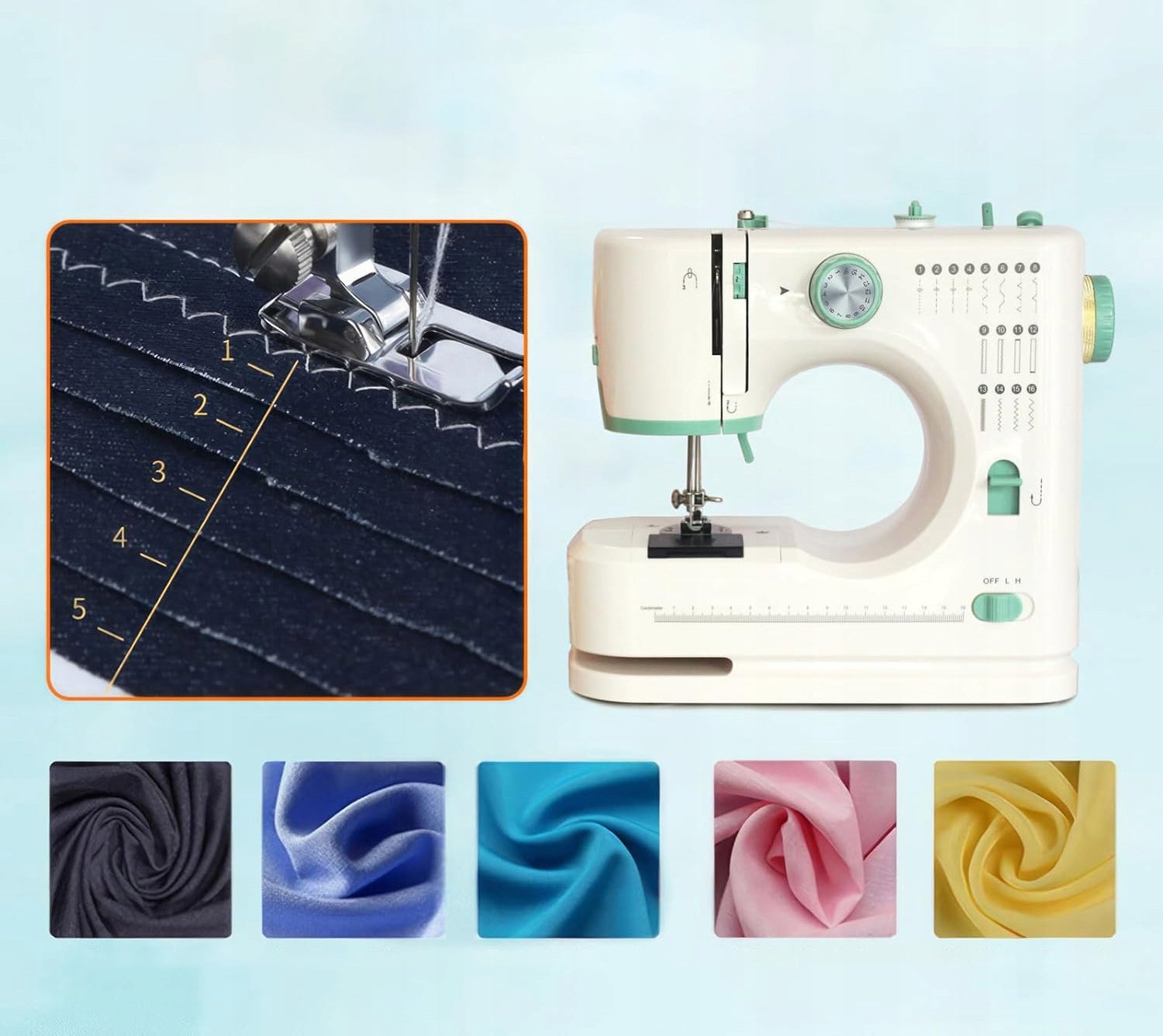 HOME SEWING MACHINE MECHANICAL 16 TYPES OF STITCHES SM-520 + FREEBIES Model MASZYNA DO SZYCIA DOMOWA 16 RODZAJE ŚCIEGÓW