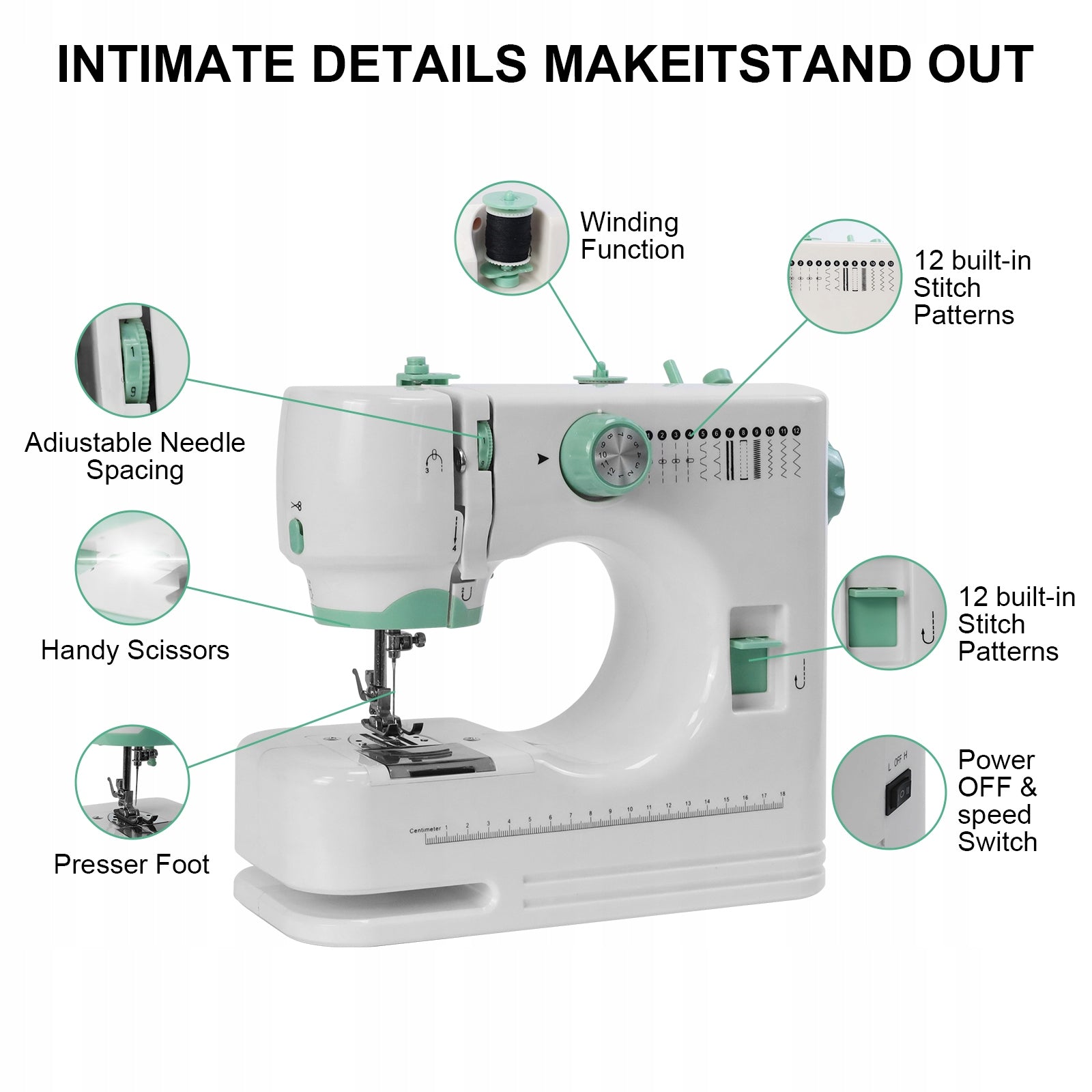 HOME SEWING MACHINE SMALL MULTIFUNCTIONAL EASY TO OPERATE 12 stitches Material synthetic material