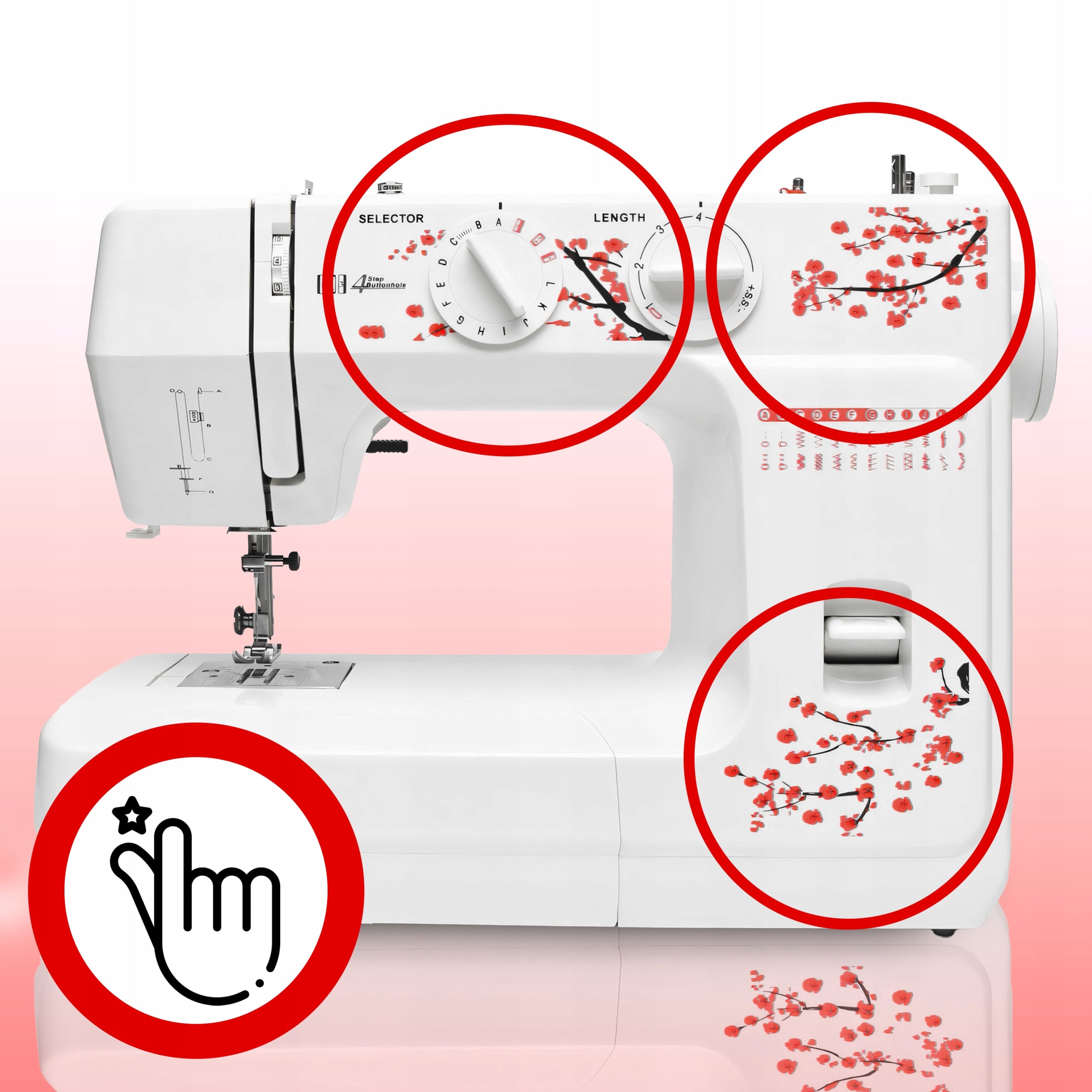 HOME SEWING MACHINE STRONG ADJUSTABLE 48X STITCH PATTERNS + ACCESSORIES Dominant color white