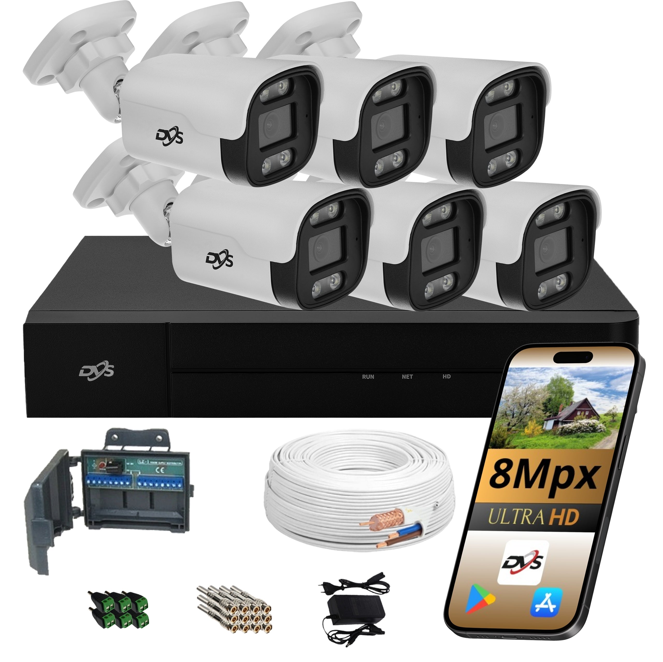 HOME SURVEILLANCE KIT 6* ANALOG CAMERA 8Mpx DVS LED / IR AHD/TVI