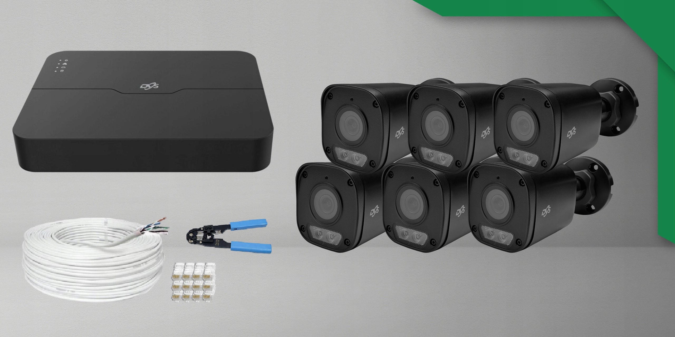 HOME SURVEILLANCE KIT 6 CAMERAS BLACK IP POE 8Mpx APPLICATION DVS Manufacturer code DVS-NVR0801-U8-PoE+6xDVS-MP8028UTS-IP SMART