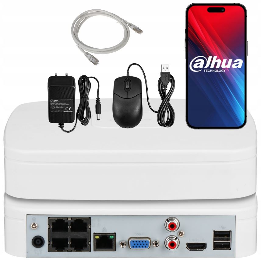 HOME SURVEILLANCE KIT 6Mpx IP POE 4 OUTDOOR CAMERAS DETECTION DAHUA Packaging status original