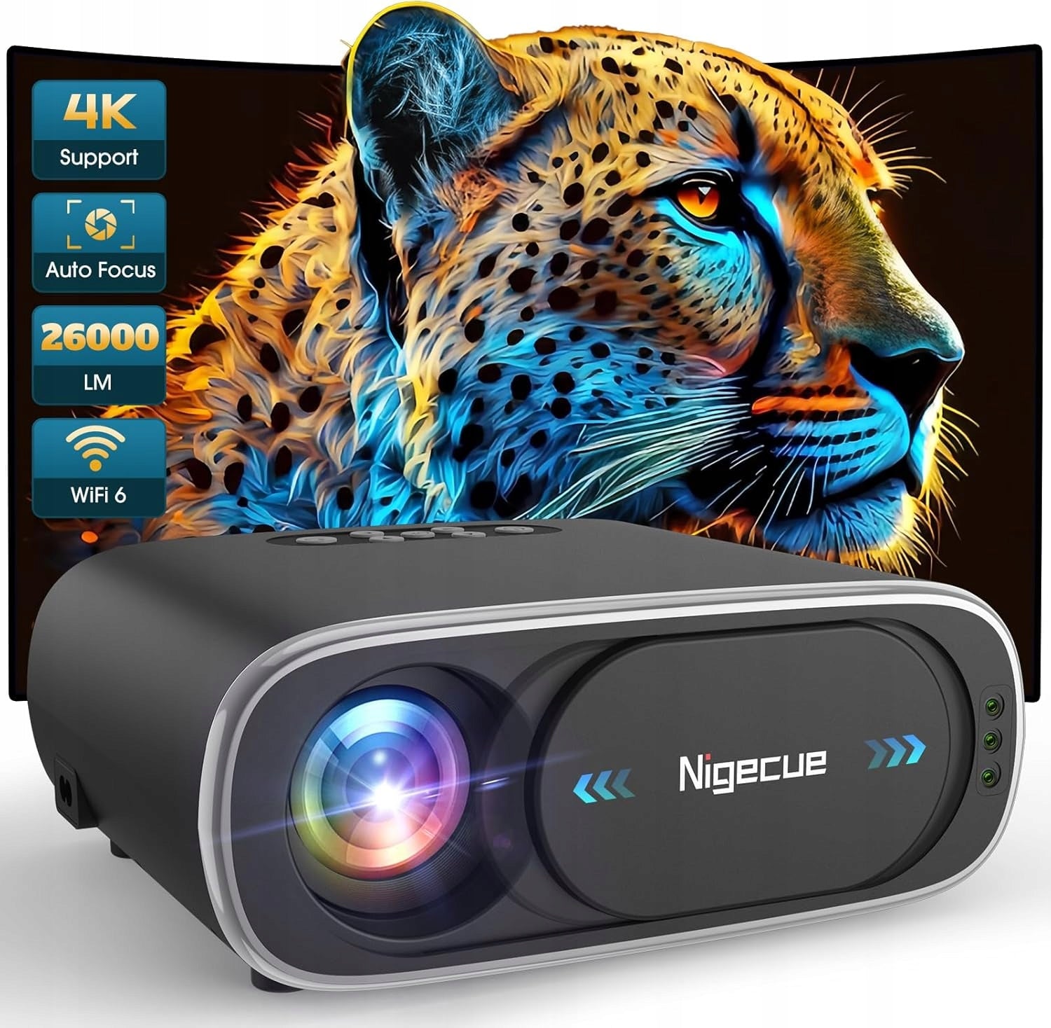 HOME THEATER PROJECTOR Nigecue C16 1080p 800 ANSI WiFi Bluetooth Zoom
