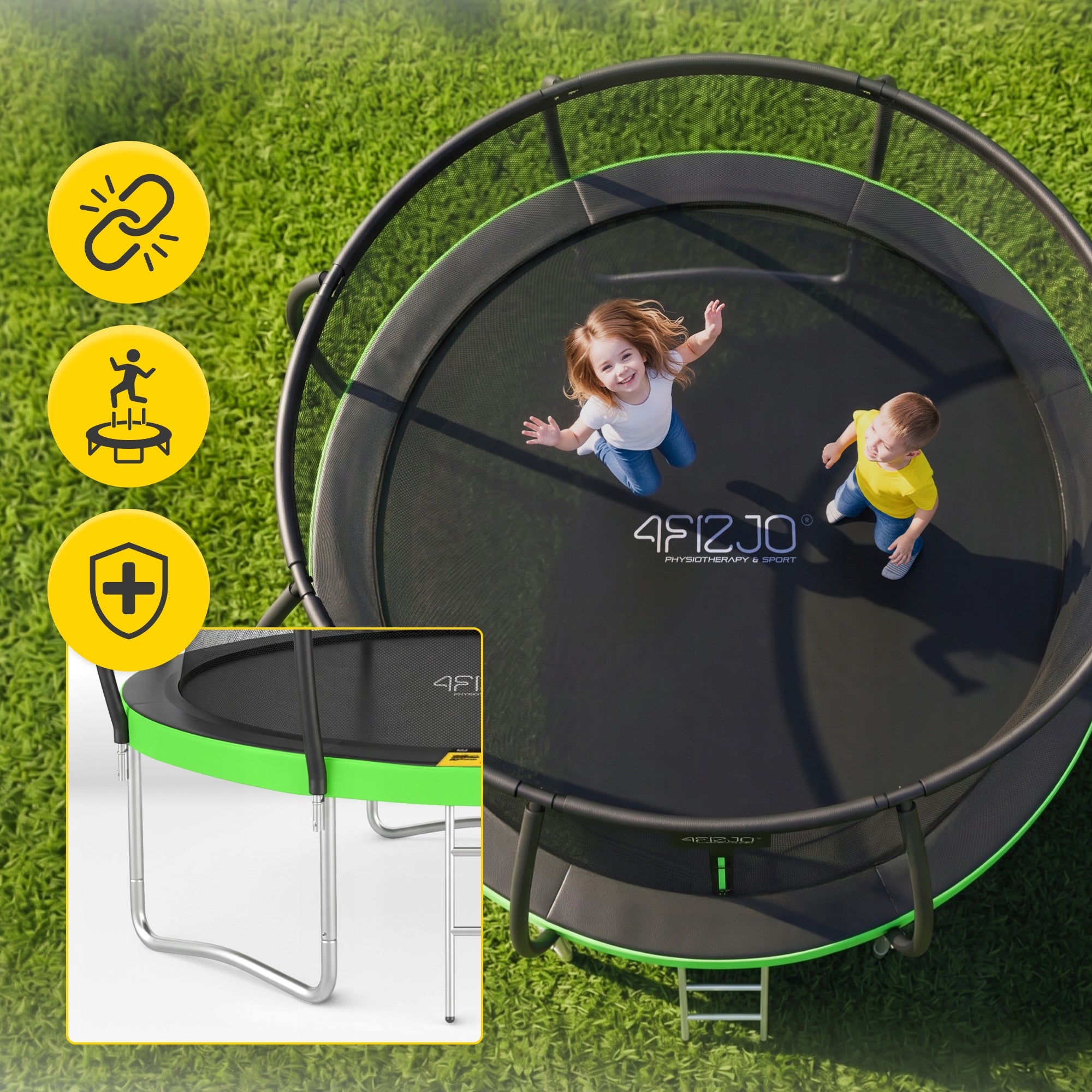 HOME TRAMPOLINE FOR CHILDREN FOR HOME AND GARDEN WITH INDOOR GARDEN NET Packaging status original