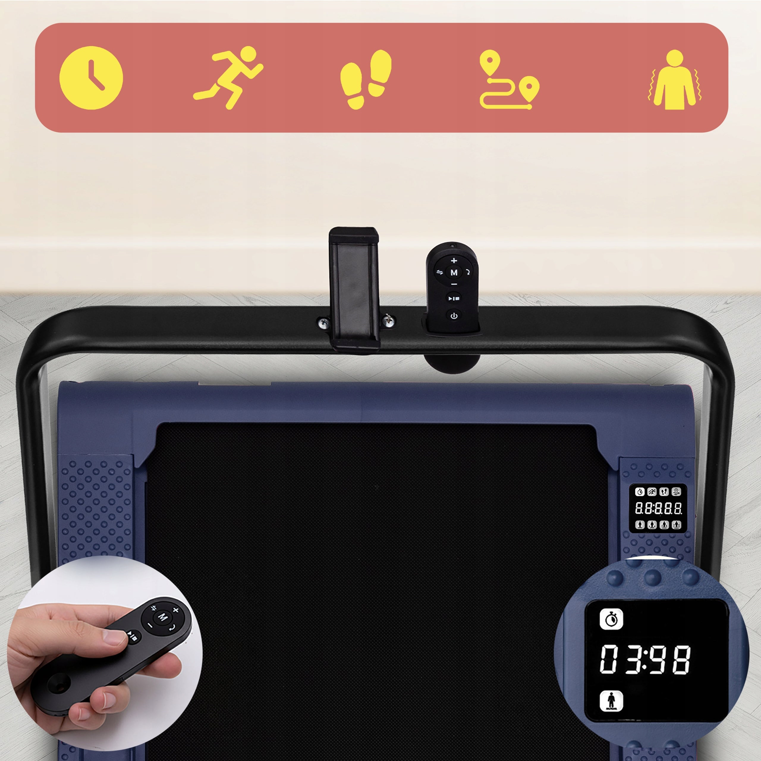 HOME TREADMILL ELECTRIC FOLDING VIBRATION FUNCTION WALKING PAD NAVY BLUE Model other