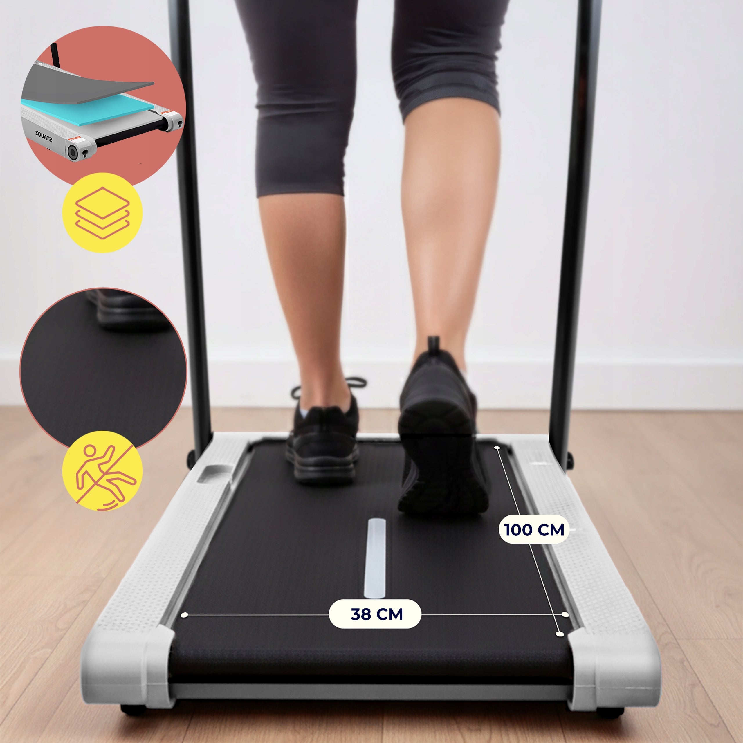HOME TREADMILL ELECTRIC FOLDING VIBRATION FUNCTION WALKING PAD WHITE Maximum user weight 120 kg