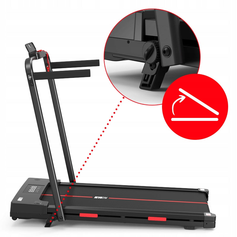 HOME TREADMILL ELECTRIC TRAINING FOLDING RUN 12 KM/H 120 KG BLUETOOTH Additional features Bluetooth speakers safety key place for mobile phone/tablet foldable tilt angle adjustment