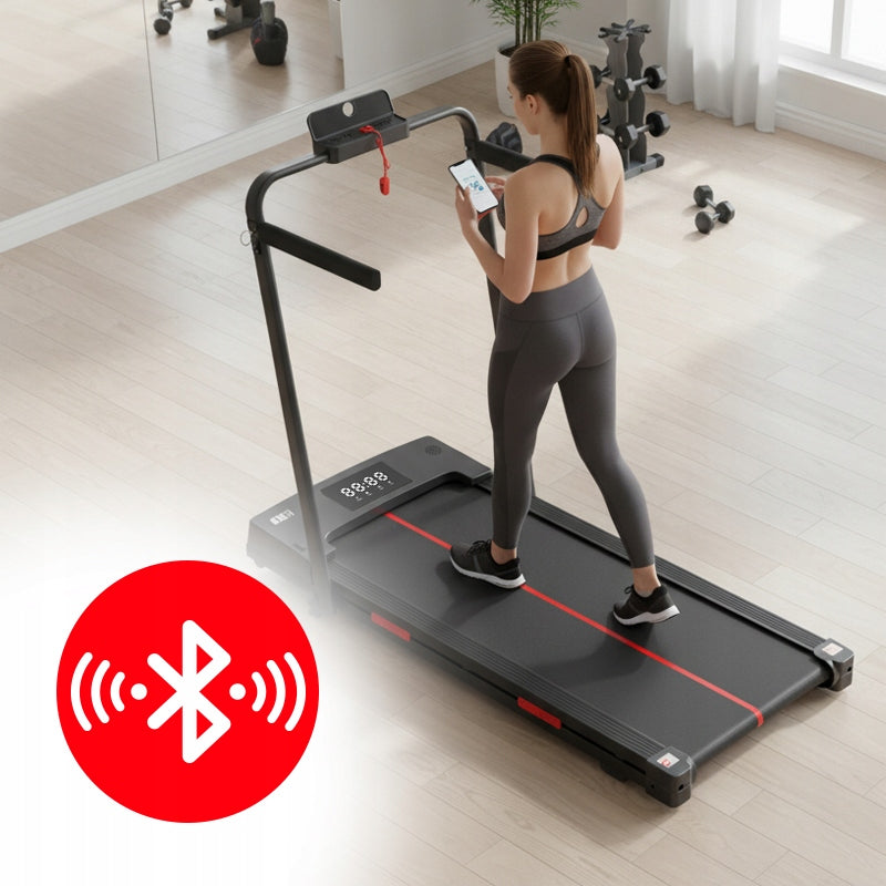 HOME TREADMILL ELECTRIC TRAINING FOLDING RUN 12 KM/H 120 KG BLUETOOTH Measurements training duration distance speed burned calories