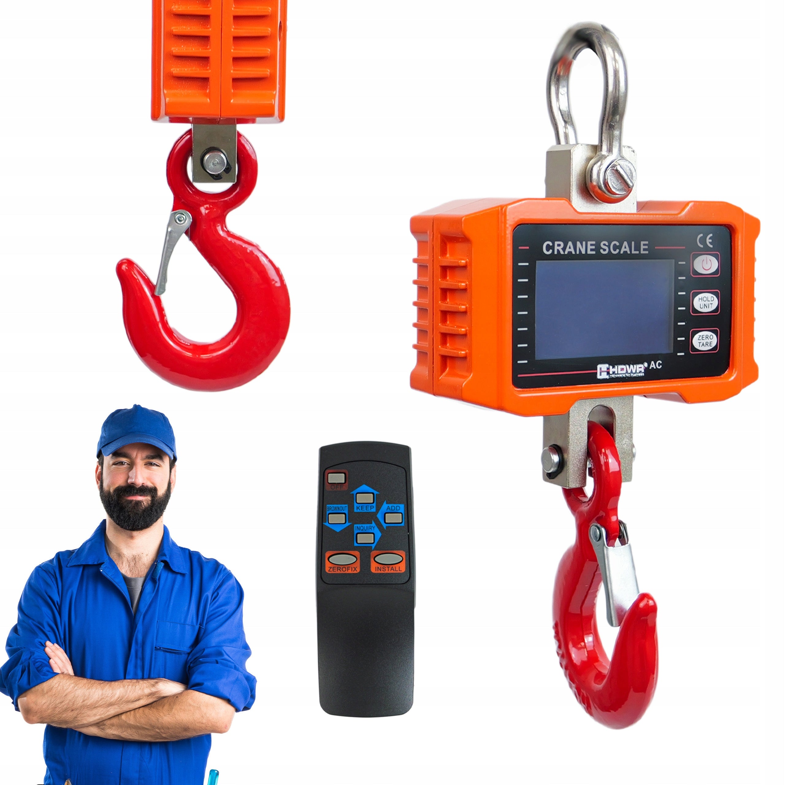 HOOK SCALE 1t STORAGE WITH REMOTE CONTROL UP TO 1000 KG LCD DISPLAY BATTERY