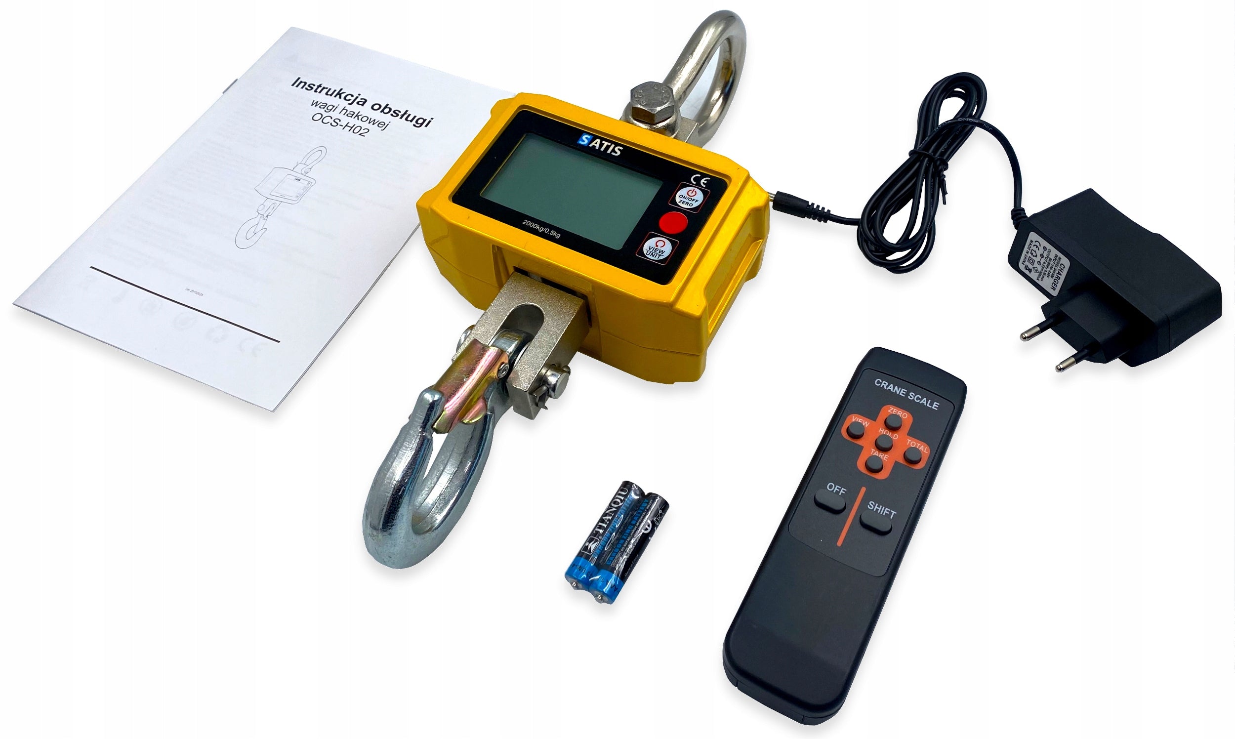 HOOK SCALE 2T 2000KG ELECTRONIC BATTERY OPERATED + CHARGER + REMOTE CONTROL Packaging status original