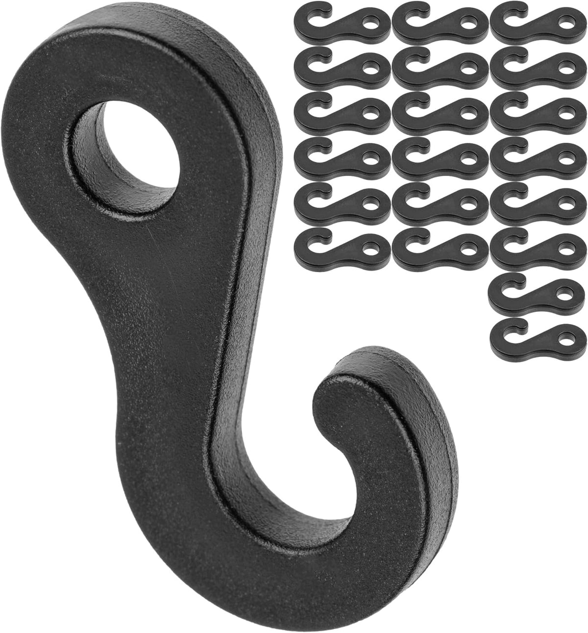 HOOKS FOR TENSION ROPES 24 PIECES BLACK PLASTIC TENT