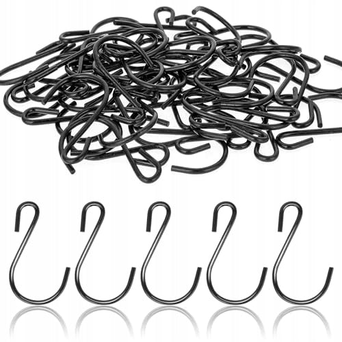 HOOKS S BLACK FOR HANGING 3 2 CM STAINLESS STEEL SET OF 50 Brand no brand