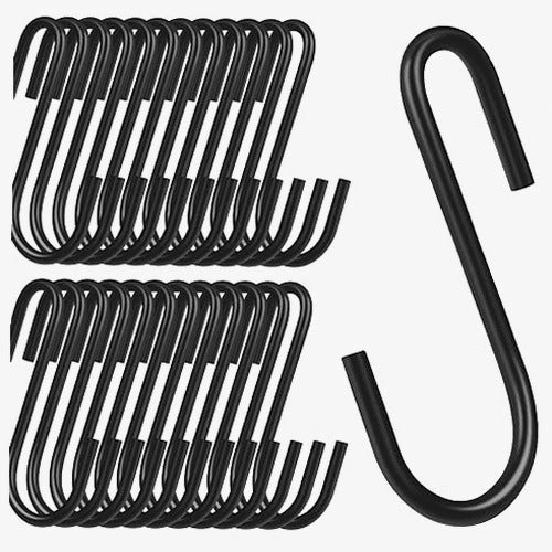 HOOKS S BLACK METAL FOR HANGING 24 PIECES HOME ORGANIZATION
