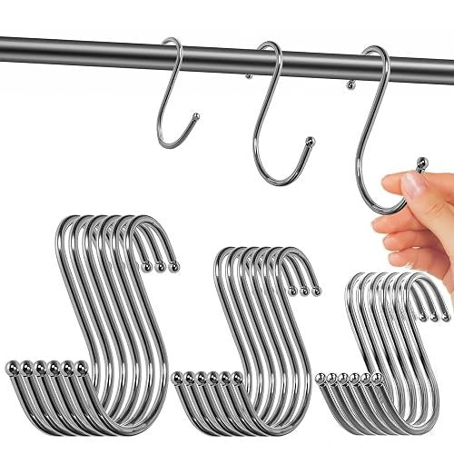 HOOKS S FOR HANGING SET OF 18 PIECES STAINLESS STEEL 3 SIZES Brand no brand