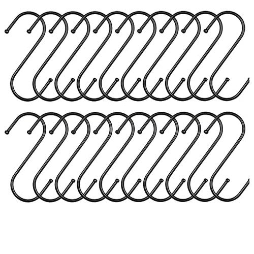 HOOKS S SHAPED STEEL BLACK FOR HANGING SET OF 20 PCS 9 CM