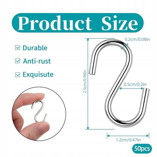 HOOKS S SILVER STEEL FOR HANGING 2 5 CM SET OF 50 PCS METAL Manufacturer code Bez marki
