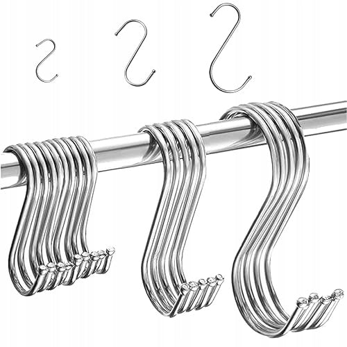 HOOKS S STAINLESS STEEL SILVER FOR BATHROOM KITCHEN 20 PCS.