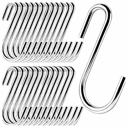 HOOKS S STEEL SILVER FOR HANGING 24 PIECES HOME ORGANIZATION