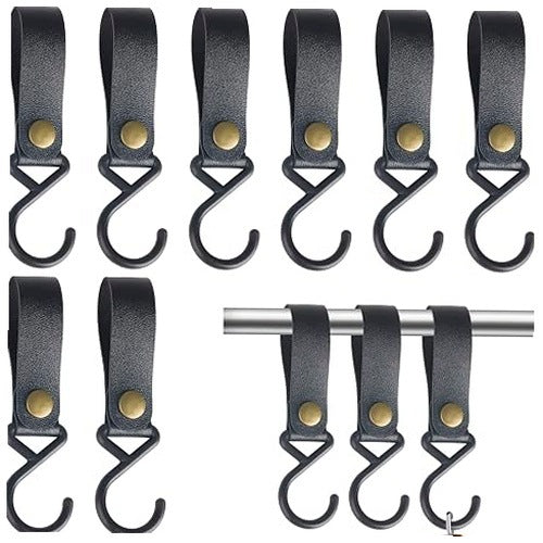 HOOKS S WITH LEATHER LOOP METAL FOR KITCHEN ORGANIZATION 8 PCS