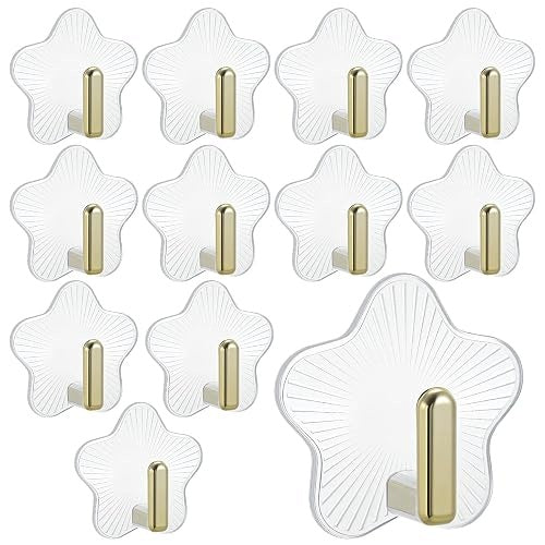 HOOKS SELF-ADHESIVE STAR TRANSPARENT STRONG WITHOUT DRILLING 12 PCS