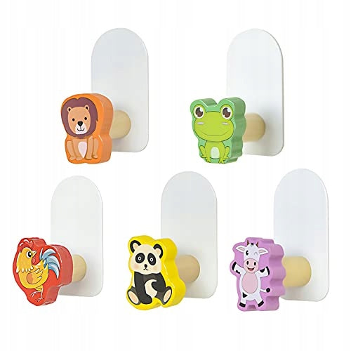 HOOKS SELF-ADHESIVE WOODEN ANIMALS FOR CHILDREN WITHOUT DRILLING 5 PCS. Brand no brand