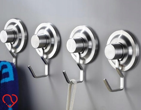 HOOKS WITH SUCTION CUP SILVER FOR BATHROOM WITHOUT DRILLING 4 PCS. metal