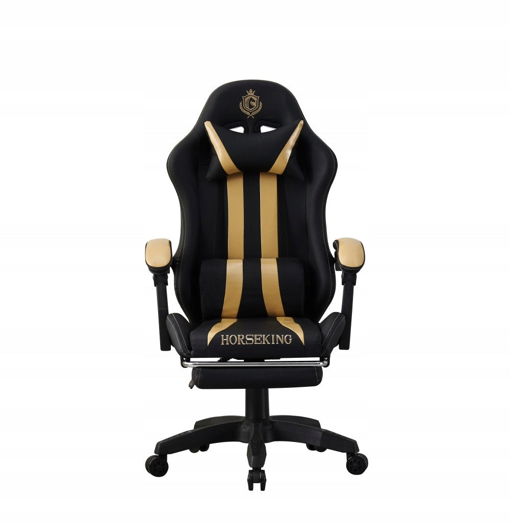 HORSEKING GAMING CHAIR WITH SWIVEL FOOTREST FOR PLAYING CHAIR MS45 GOLD Model MS45 ZŁOTY