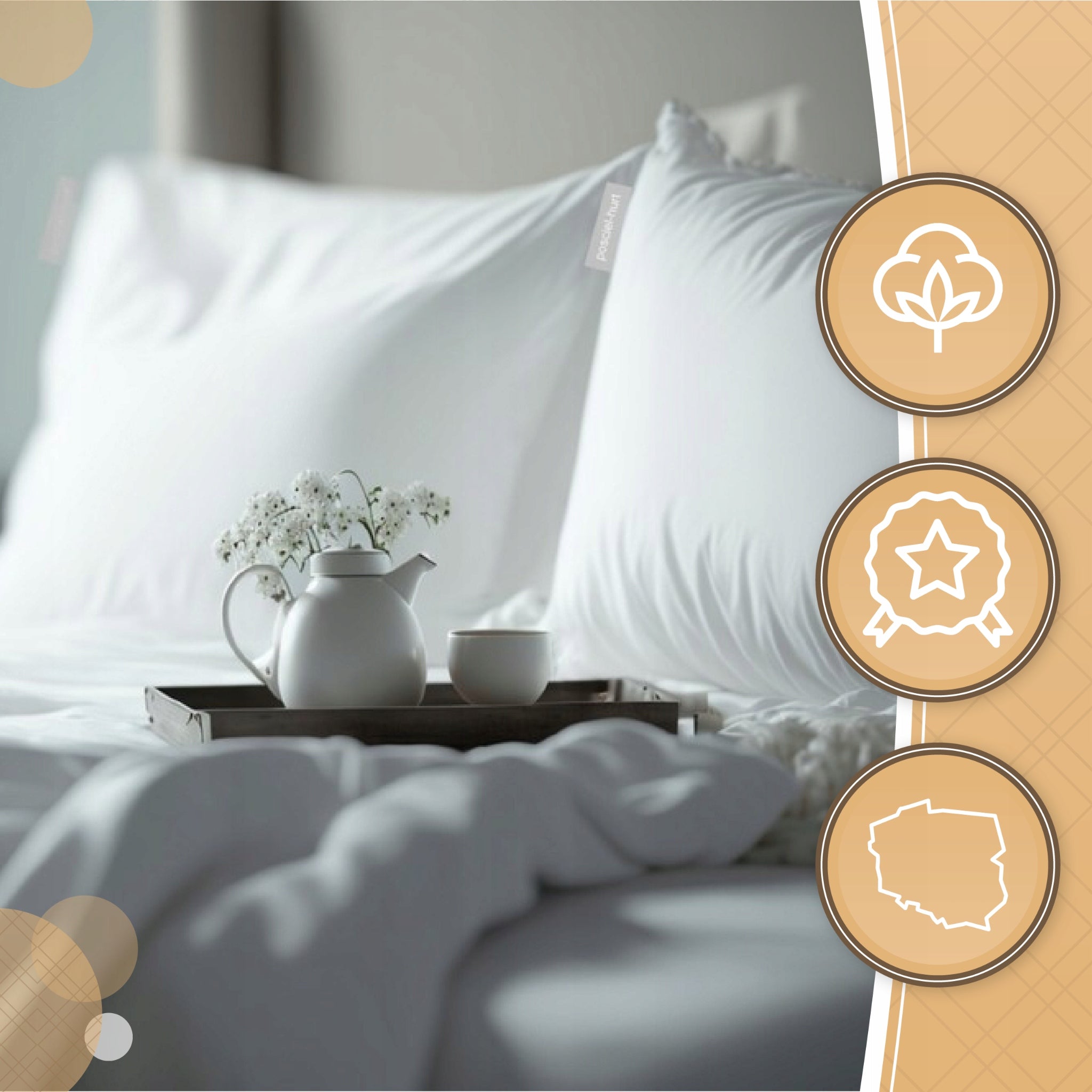 HOTEL BEDDING WHITE 200x220 + 2 x 70x80 zipper 150g/m2 100% cotton Packaging status original