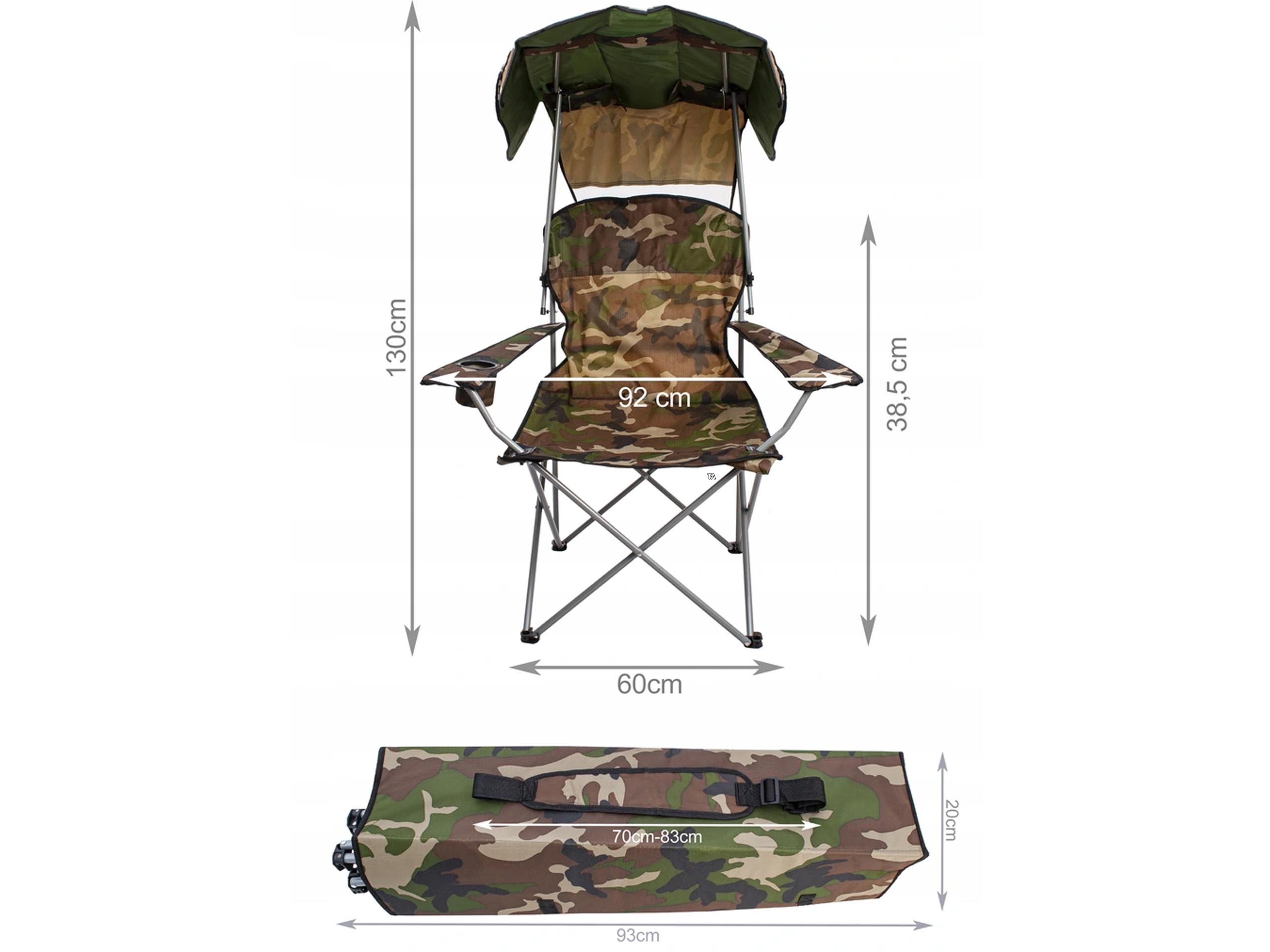 HQ HIKING CHAIR WITH VISOR CAMO FISHING CHAIR FOR FISHING Manufacturer code TUR-KR-BERGEN