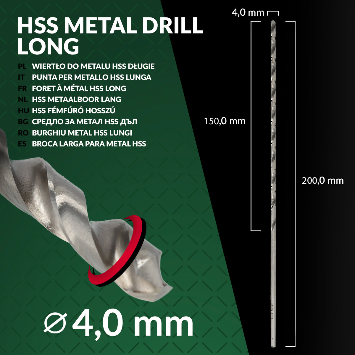 HSS cast iron steel metal drill bit DIN 1869 long 4/200 mm Schmith EAN (GTIN) 5902004705415