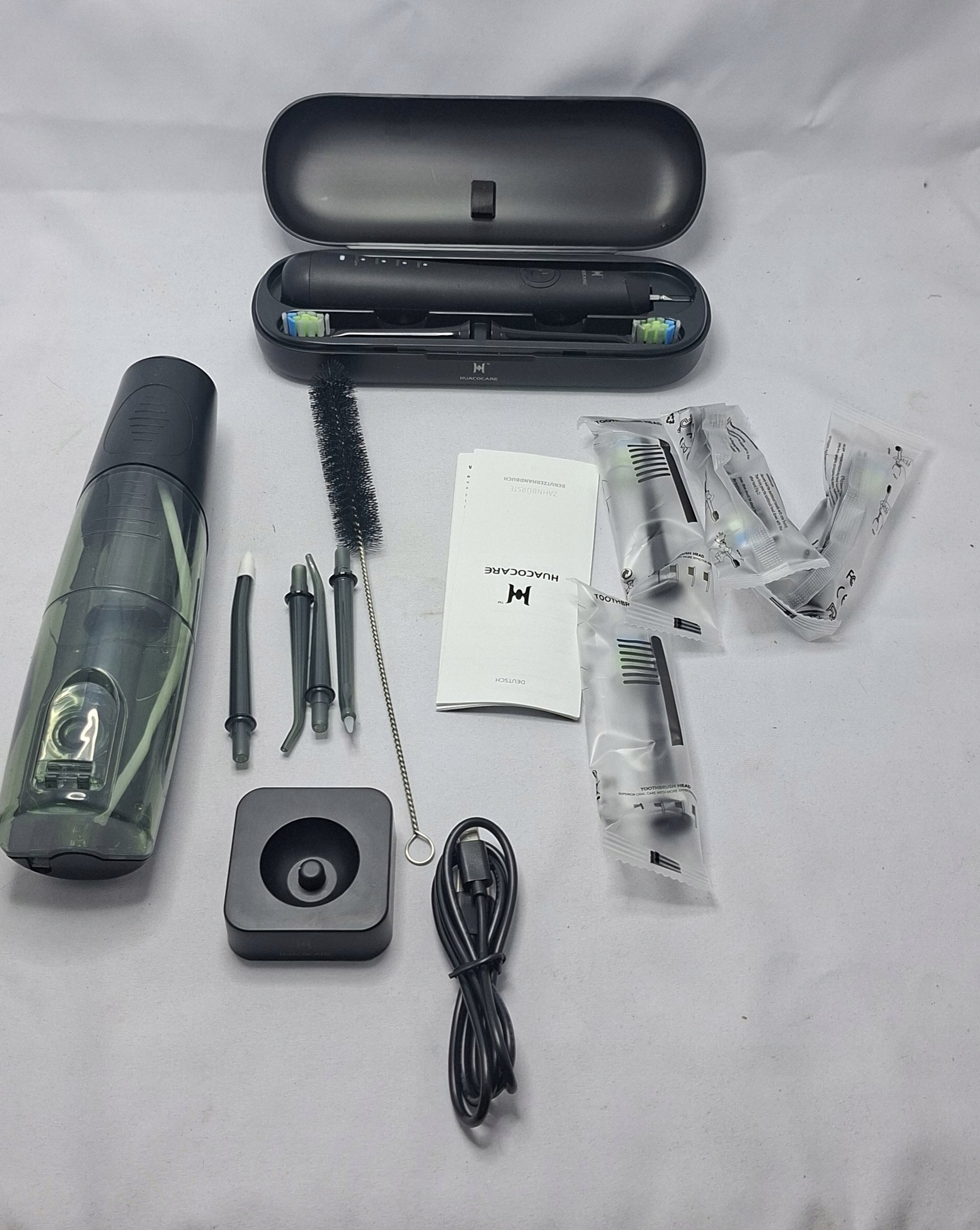 HUACOCARE ELECTRIC TOOTHBRUSH ORAL HYGIENE KIT 2IN1 +IRRIGATOR Manufacturer code NDFMNS