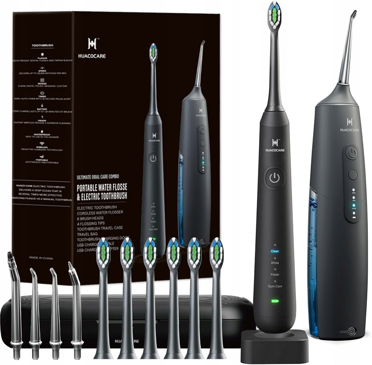 HUACOCARE ELECTRIC TOOTHBRUSH ORAL HYGIENE KIT 2IN1 +IRRIGATOR