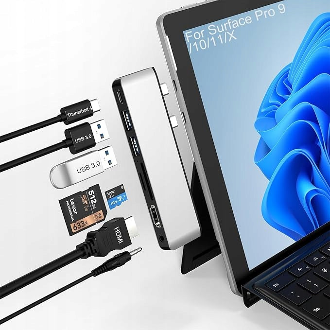 HUB 7in2 Microsoft Surface PRO 9/X HDMI Docking Station, THUNDERBOLT USB R1