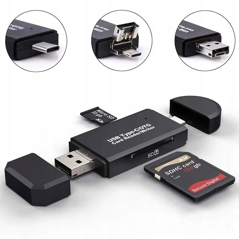 HUB Memory Card Reader 5in1 USB 2.0 USB-C MicroUSB to SD SDXC MicroSD SDHC