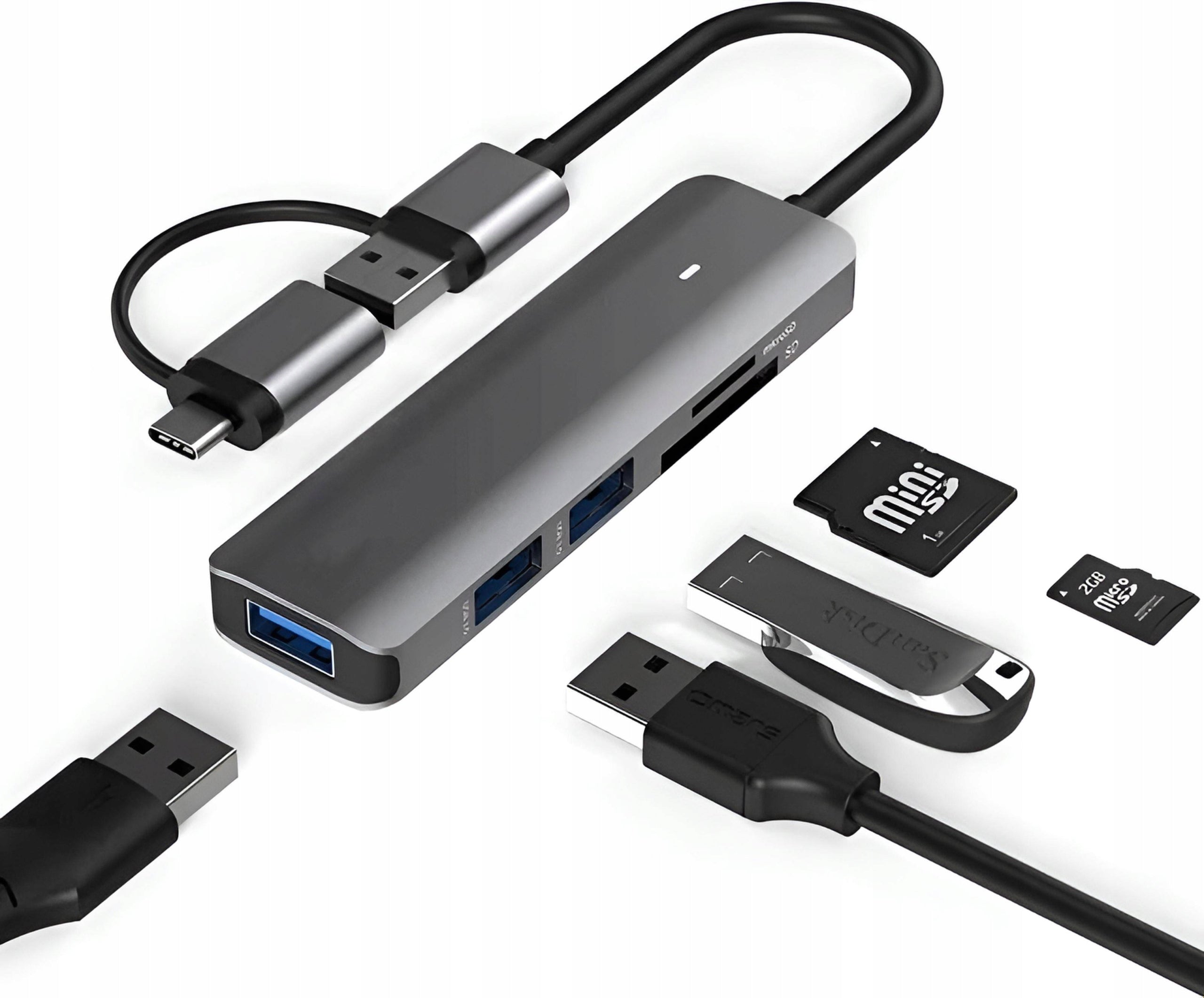HUB SPLITTER SD CARD READER USB 3.0 USB C 7in1