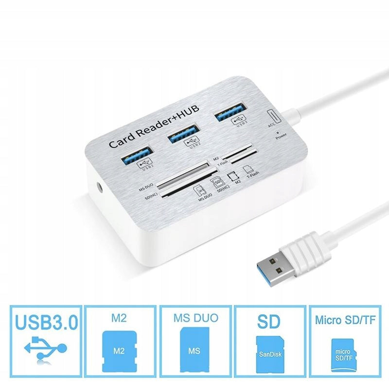 HUB Splitter 3x USB 3.0 SD MicroSD Card Reader EAN (GTIN) 5902983249771