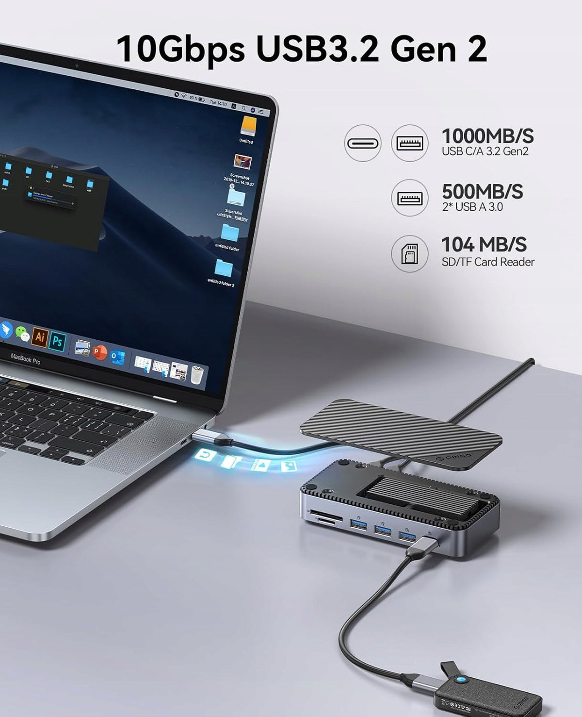 HUB USB-C 12IN1 M.2 SSD HDMI DP ETHERNET 100W PD 10GBPS Manufacturer code HUB USB-C 12W1 M.2 SSD STACJA DOKUJĄCA L