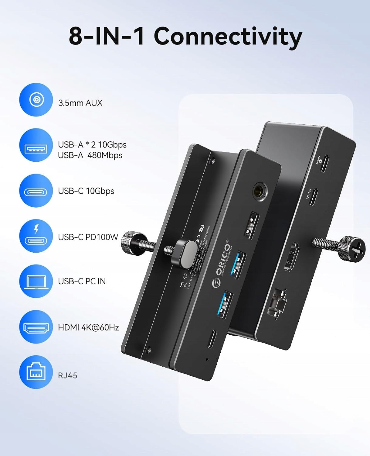 HUB USB-C 8IN1 DOCKING STATION 4K 60HZ HDMI PD 100W 10GBPS Manufacturer no brand