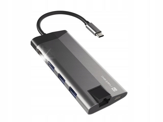 HUB USB Natec Fowler Plus Multiport PD USB HDMI RJ45 USB-C SD MicroSD
