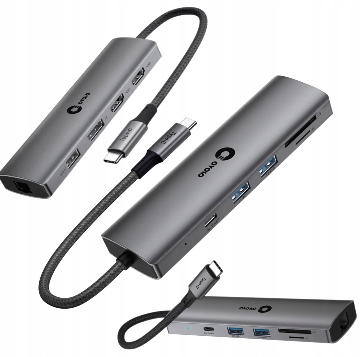 HUB for Ultrabook Dual Monitor USB-C 2xHDMI 4K DisplayPort LAN Ethernet