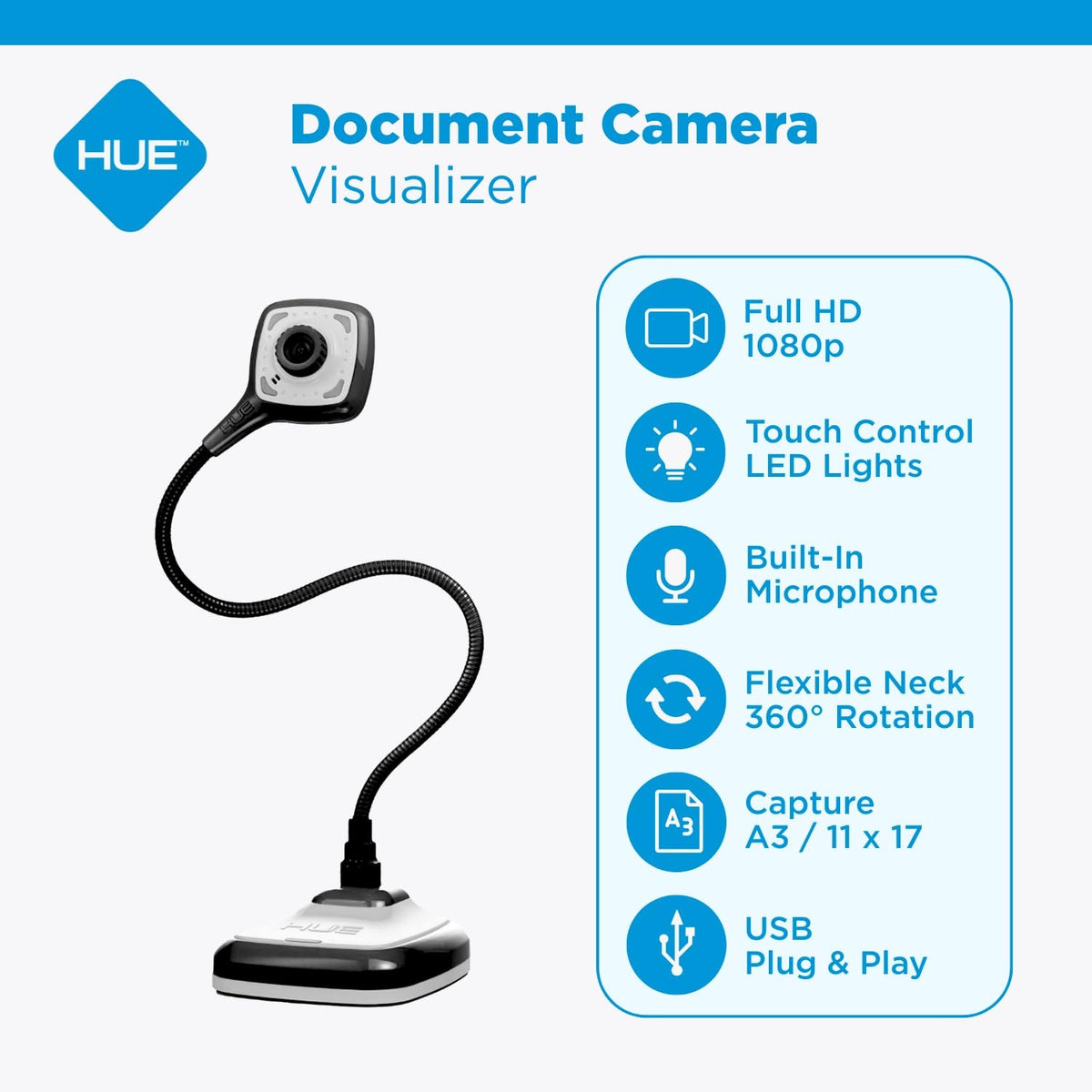 HUE Document Camera HD 1080p USB Flexible Packaging status original